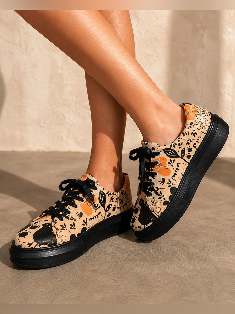 DOGO Myra Go Home Monochrome Cats Chunky Platform Vegan Sneakers Women’s Size 6